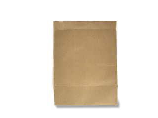 Brown paper bag isolated on white background.