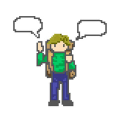 vector backpacker concept in pixel art