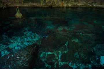 Cenote Dos Ojos with clear blue water