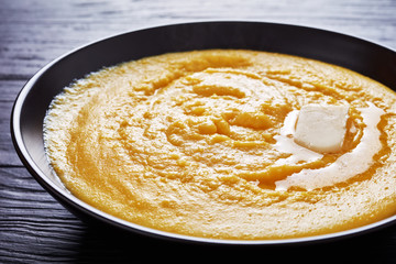 hot italian cornmeal polenta in a bowl