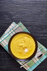 hot italian cornmeal polenta in a bowl