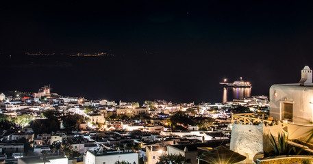 mykonos city at night