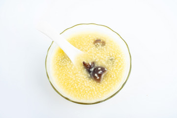 A bowl of nutritious sea cucumber millet porridge
