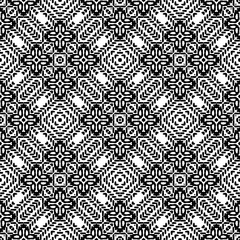 Black and White Seamless Ethnic Pattern. Tribal - 251498342