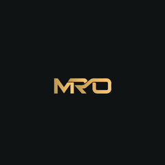 MRO logo vector. Golden initial logo on black background - obrazy, fototapety, plakaty