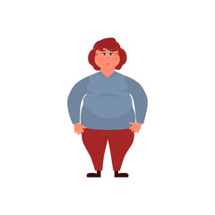 Vector illustration of a fat girl. Concept Health problems of fast food.