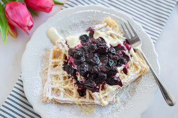 Waffles with blueberries