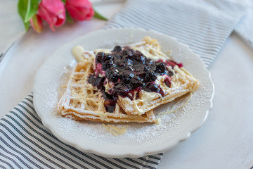 Waffles with blueberries