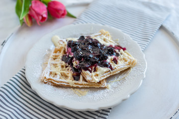 Waffles with blueberries