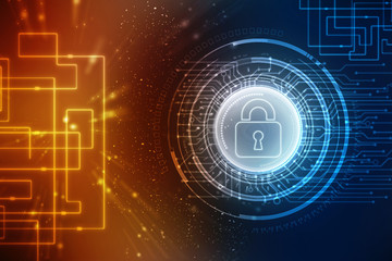 2d illustration Safety concept: Closed Padlock on digital background