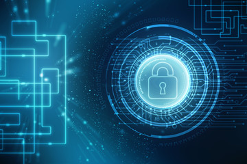 2d illustration Safety concept: Closed Padlock on digital background