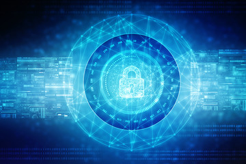 Obraz premium 2d illustration Safety concept: Closed Padlock on digital background