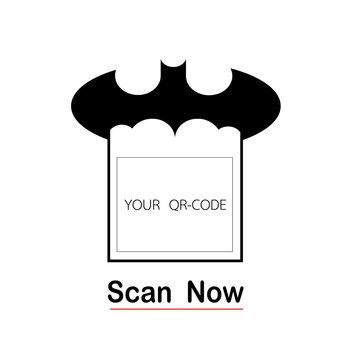 create scan QR code frame bat design on mobile phone , illustration vector image