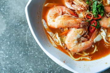 Close up of Mee Udang (Prawn noodles). Mee udang is one of the popular dish in Malaysia - Image