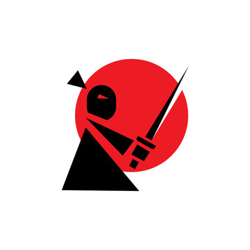 simple samurai logo icon vector template