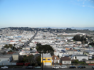 Aerial view of Houses, Cars and streets of San Francisco