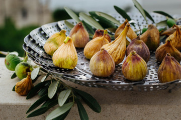 fresh, organic figs drying in the summer
