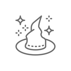 Witch hat for magic tricks line icon.