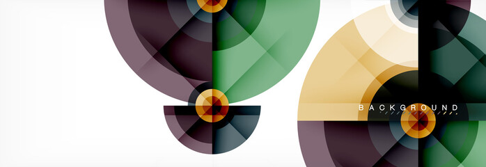 Minimal geometric circles and triangles abstract background, techno modern design, poster template