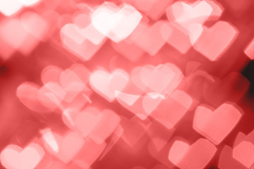 Living Coral trend color of the year 2019 bokeh heart symbol background glitter romance