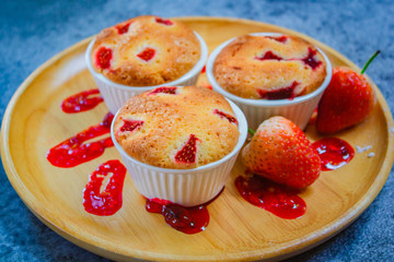 Delicious strawberry cupcake style homemade, Valentine concept.