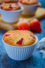 Delicious strawberry cupcake style homemade, Valentine concept.