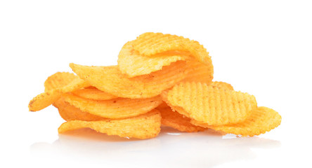  Potato chips isolated on white background