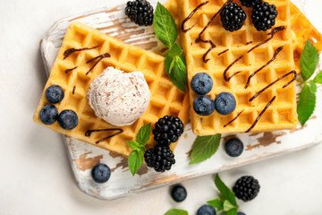 Belgian wafers with berries