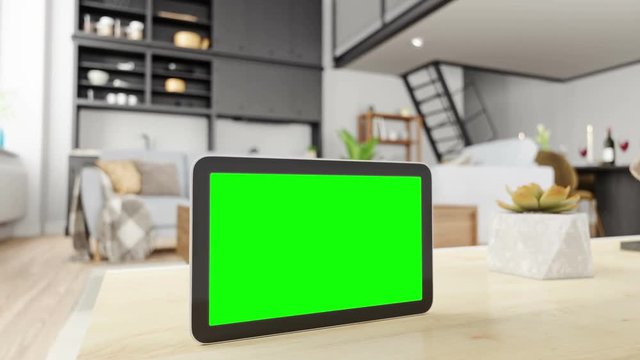 Smart Assistant Home Control With Tablet  with track green screen