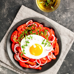 Tomatoes and fried eggs