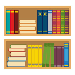 Bookshelf, vector illustration, isolated on white background