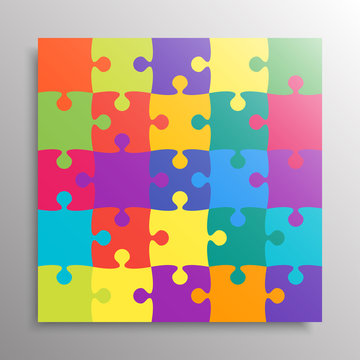 Vector jigsaw piece puzzle background or banner