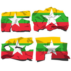 Set with the image of the flag of Myanmar. Vector.