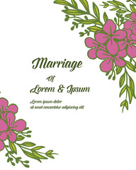 Vector illustration green leaf floral garland frame for marriage celebration invitation hand drawn