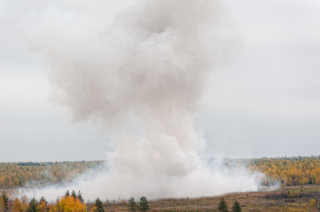Explosion of thermite bomb from Solncepek launcher