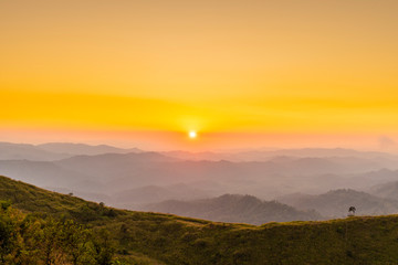 Obraz premium Mountains at sunrise, Elephant Hills, Thong Pha Phum National Park, Kanchanaburi, Thailand
