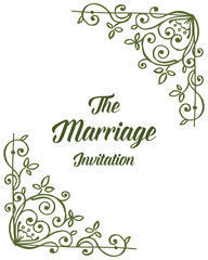Vector illustration green leaf floral garland frame for marriage celebration invitation hand drawn