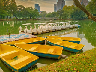 Yellow boat in the park
