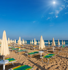 Sunshiny paradise white sandy beach, Puglia, Italy