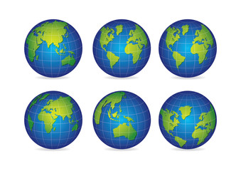 Detailed World map set. Globe icon