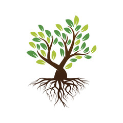 Tree illustration design with roots