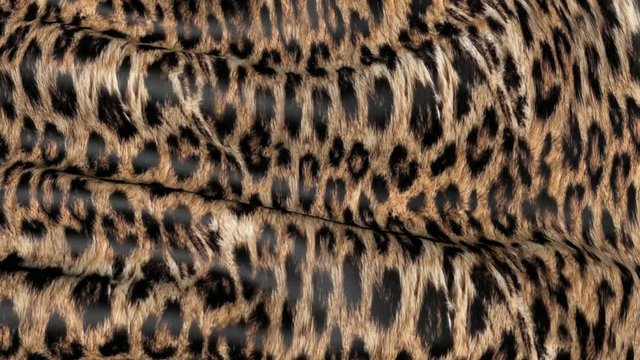 Waves of leopard-colored fabric. Abstract 3D motion texture.