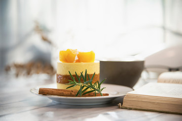 Beautiful fresh relax morning coffee cup set - Coffee set background concept