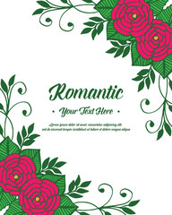 Vector illustration red rose flower frame with write a romantic invitation hand drawn
