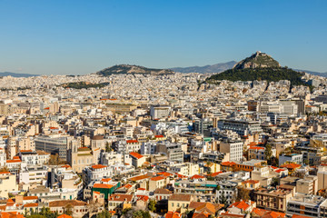Central part of modern Athens city speaded among the hills to th