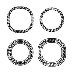 Black and white greek meander frames set, vector template