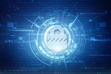 2d illustration Safety concept: Closed Padlock on digital background