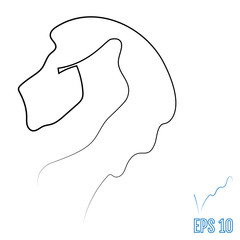 Lion head. One line style. Vector illustration