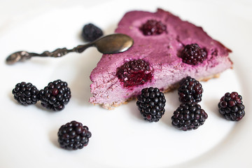 cottage cheese casserole cheesecake with berries. Healthy food and healthy breakfast. View from above