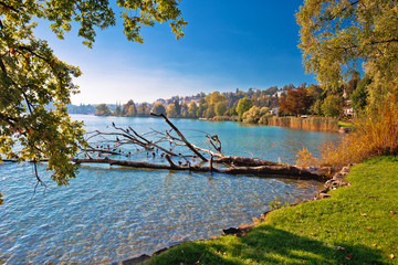Lake Luzern idyllic coastline summer view